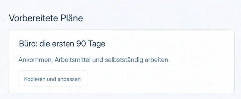 Einarbeitung · Fertigen Plan kopieren und anpassen